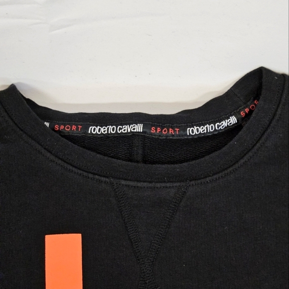 Roberto Cavalli Sport Racing Stripe Sweatshirt Black and Yellow Size Medium - Picture 6 of 10